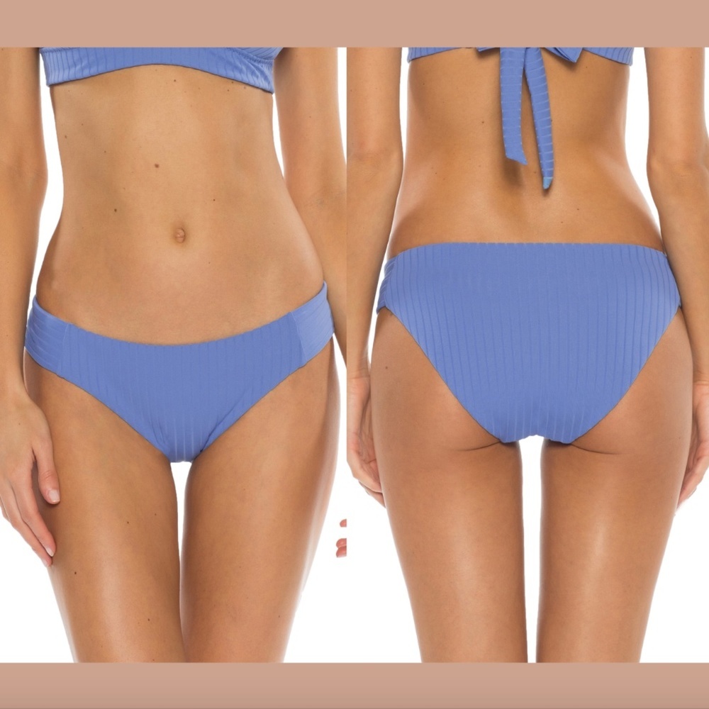NWT $58 Becca Blue MIS Loreto Ribbed Bikini Bottom